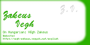 zakeus vegh business card